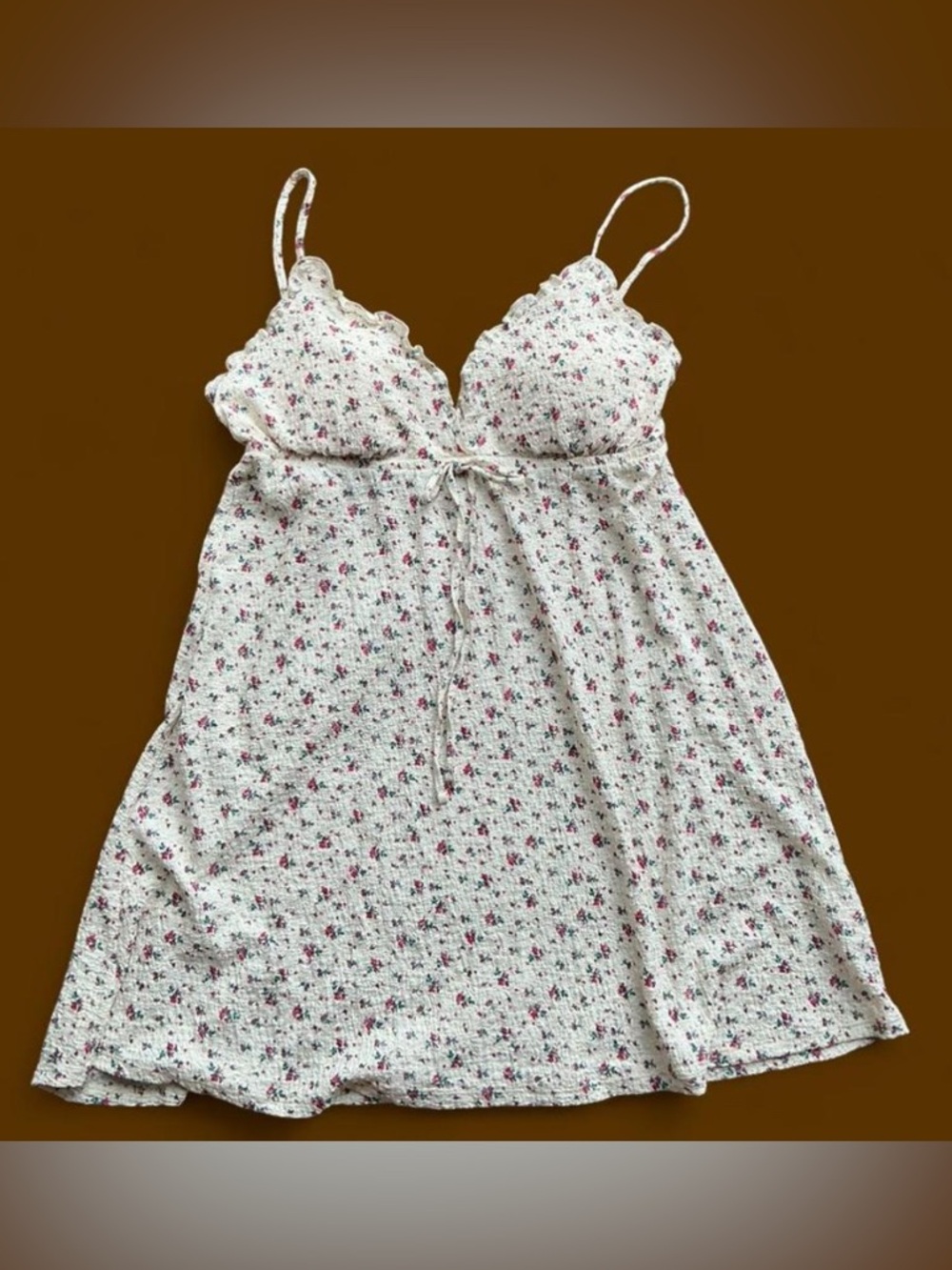 Cottagecore Cream Ditsy Floral Babydoll Mini Dress